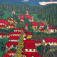 Painting the village with red roofs.