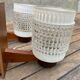 Pair of Scandinavian wall sconces in glass and teak, 1960s