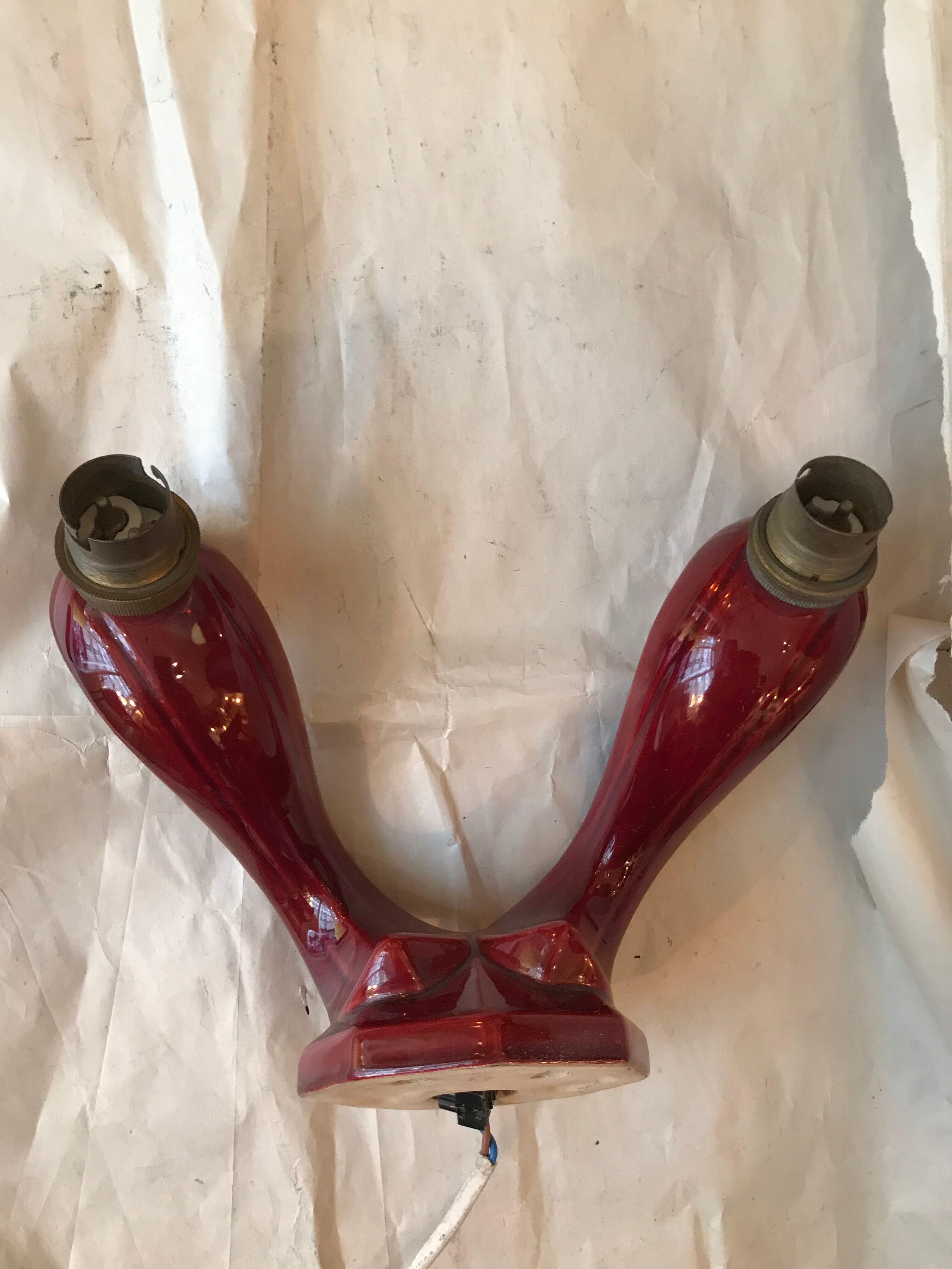 Red ceramic Art Deco wall lamp N2