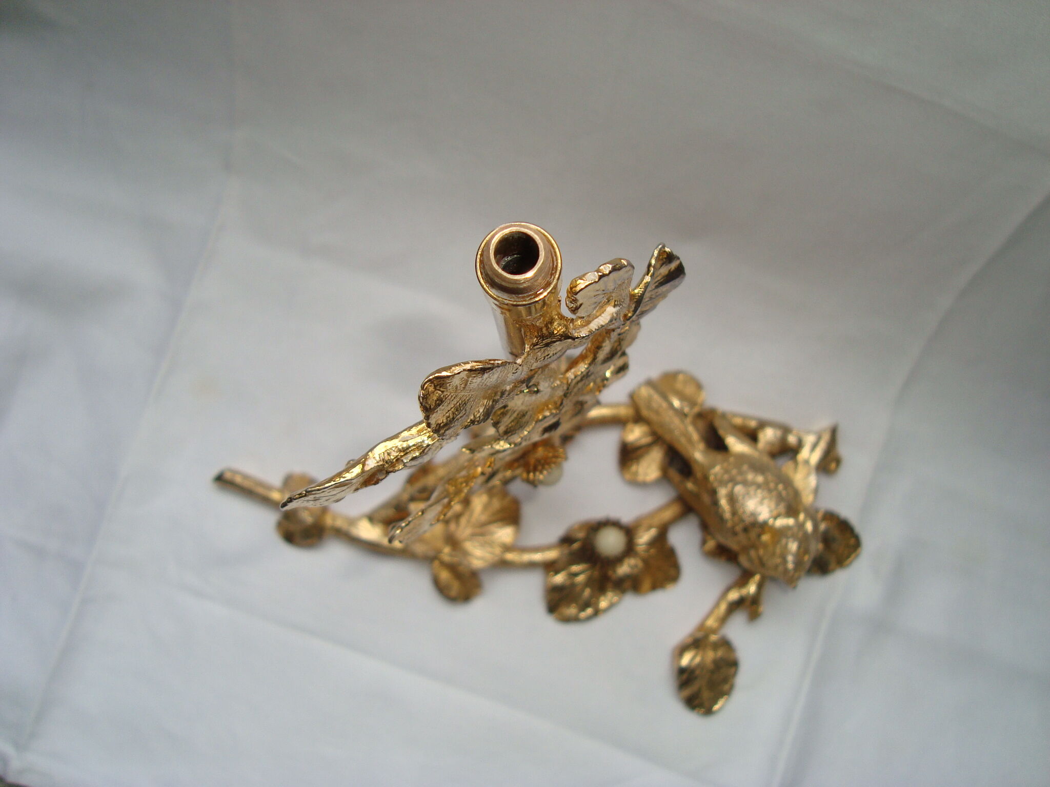 Lamp foot Régis Dho Fondica bronze gilded bird foliage insects