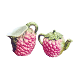Raspberry barbotine pitcher and teapot