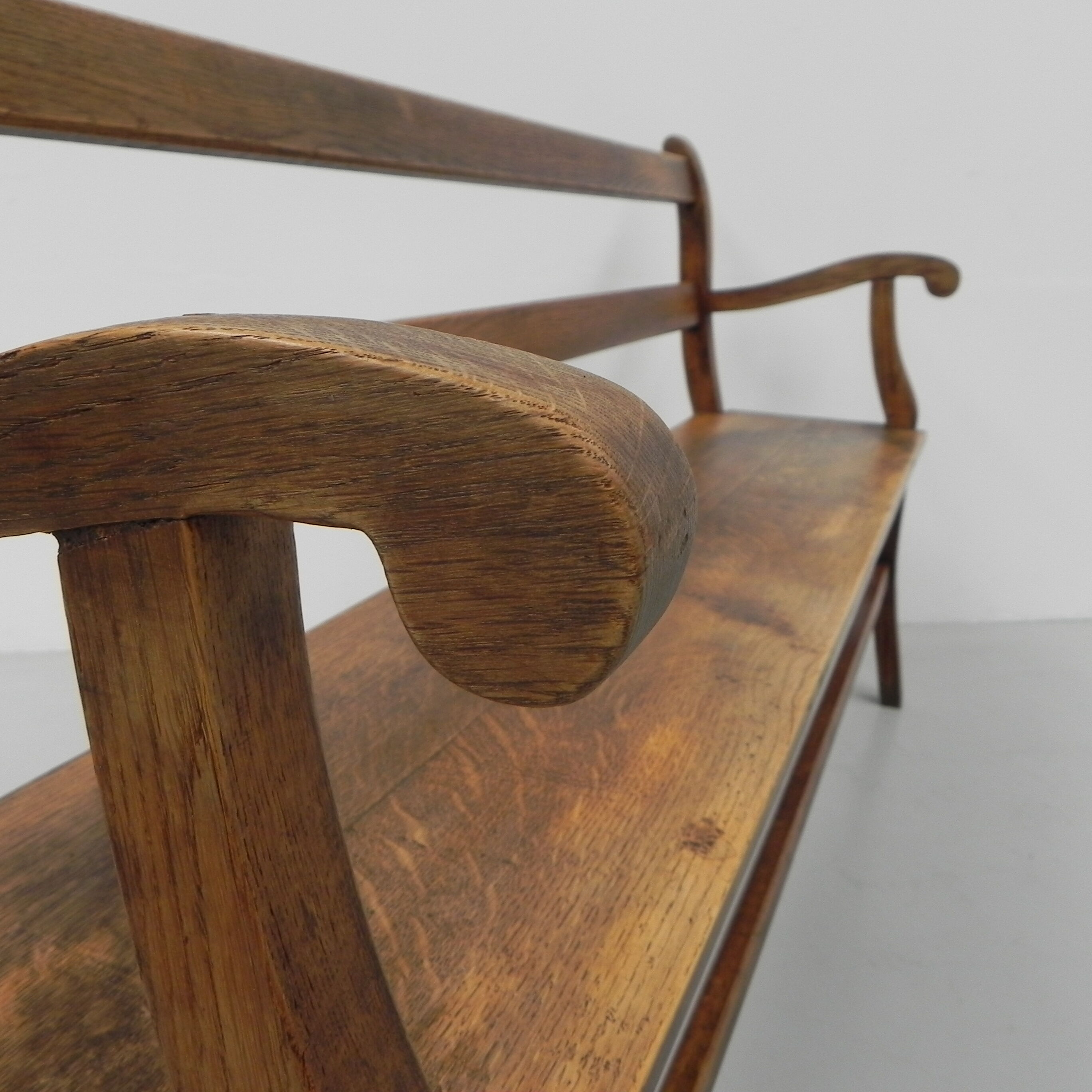 Oak cafe sofa with armrests 160 cm long