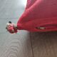 Red Moroccan cushion with cotton pompom