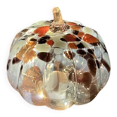 White, orange & brown glass pumpkin lamp – vintage