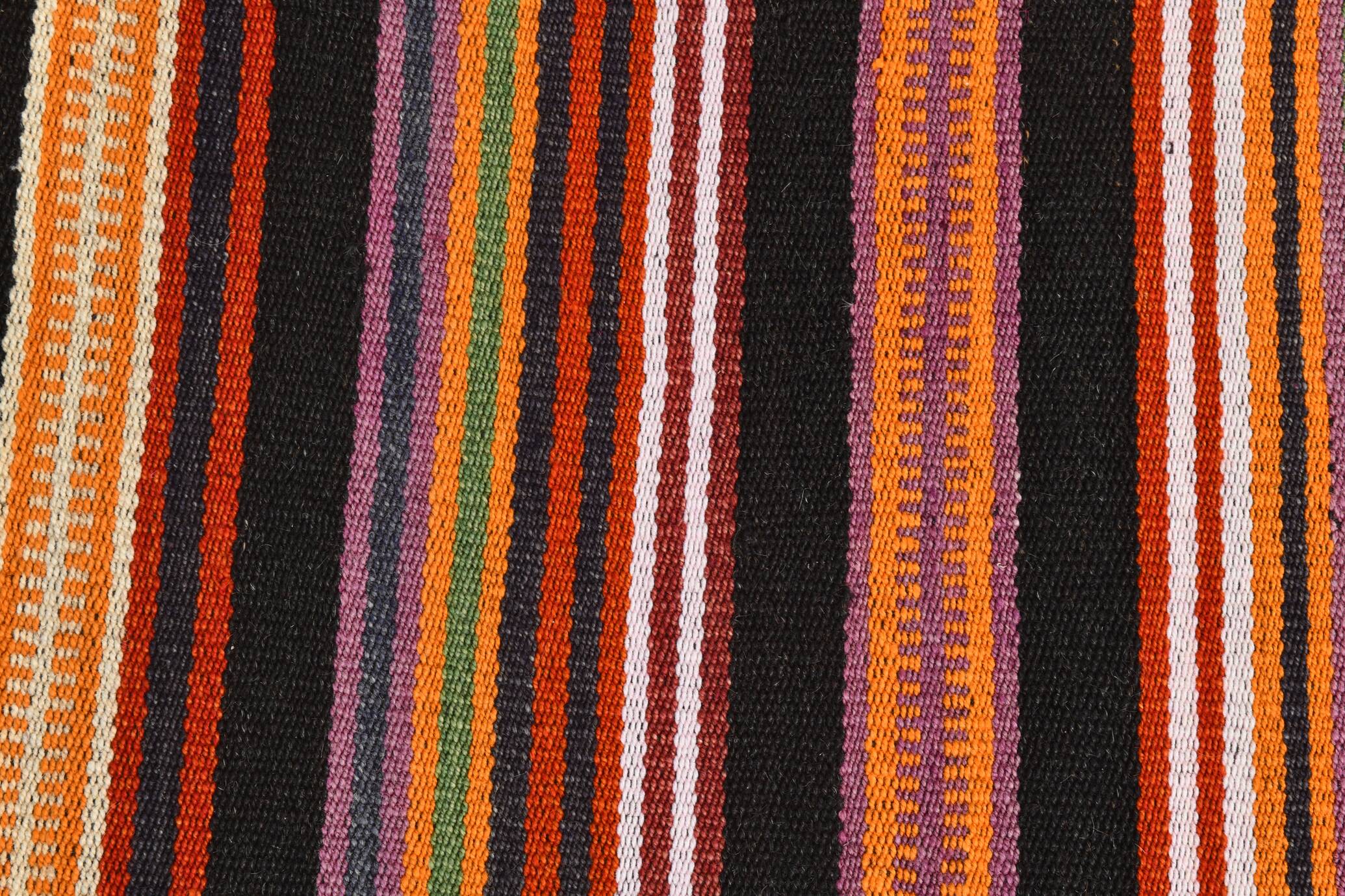 3x10 Striped Pattern Turkish Kilim Runner Rug, 100x299Cm