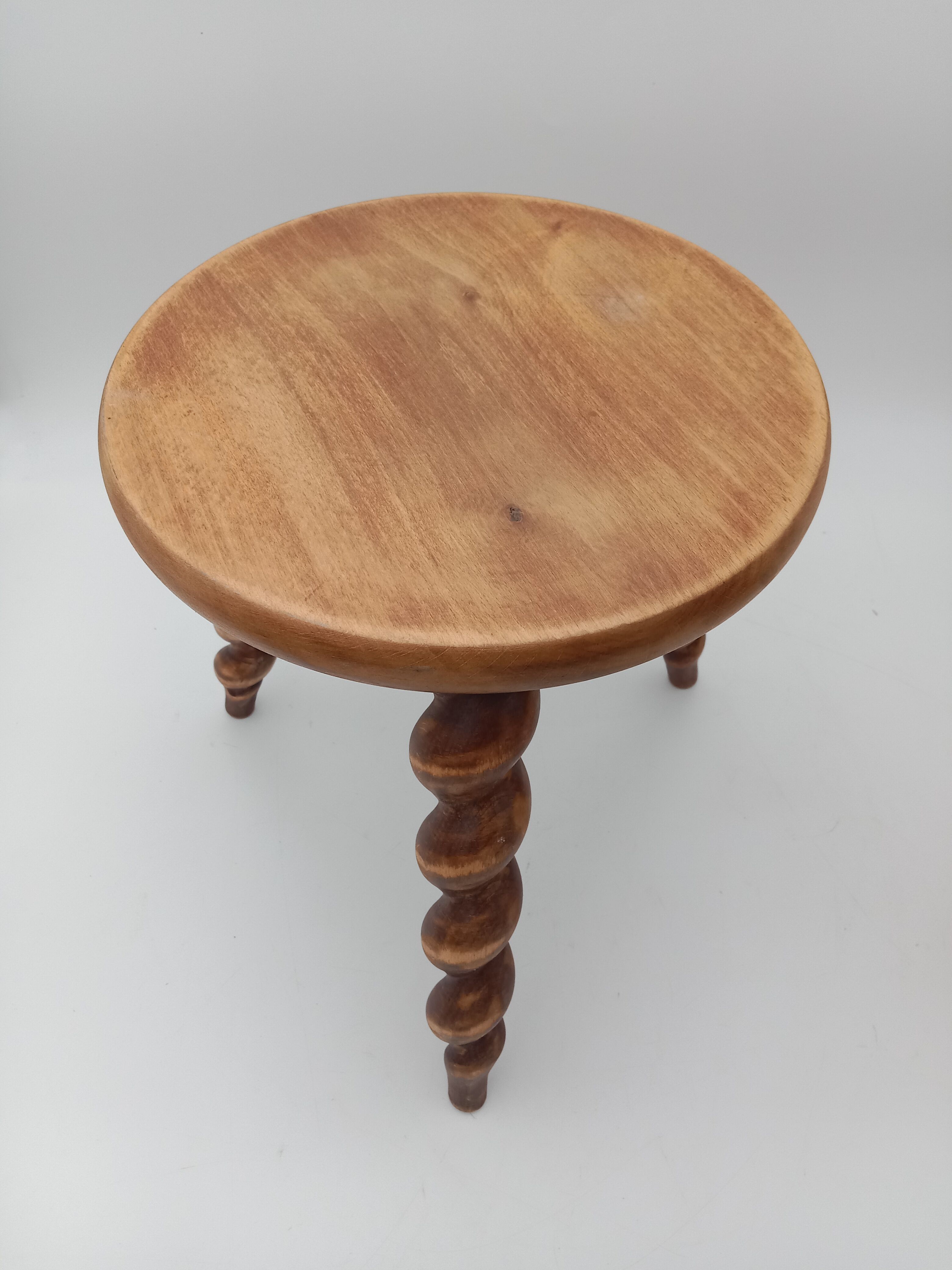 Turned wooden stool