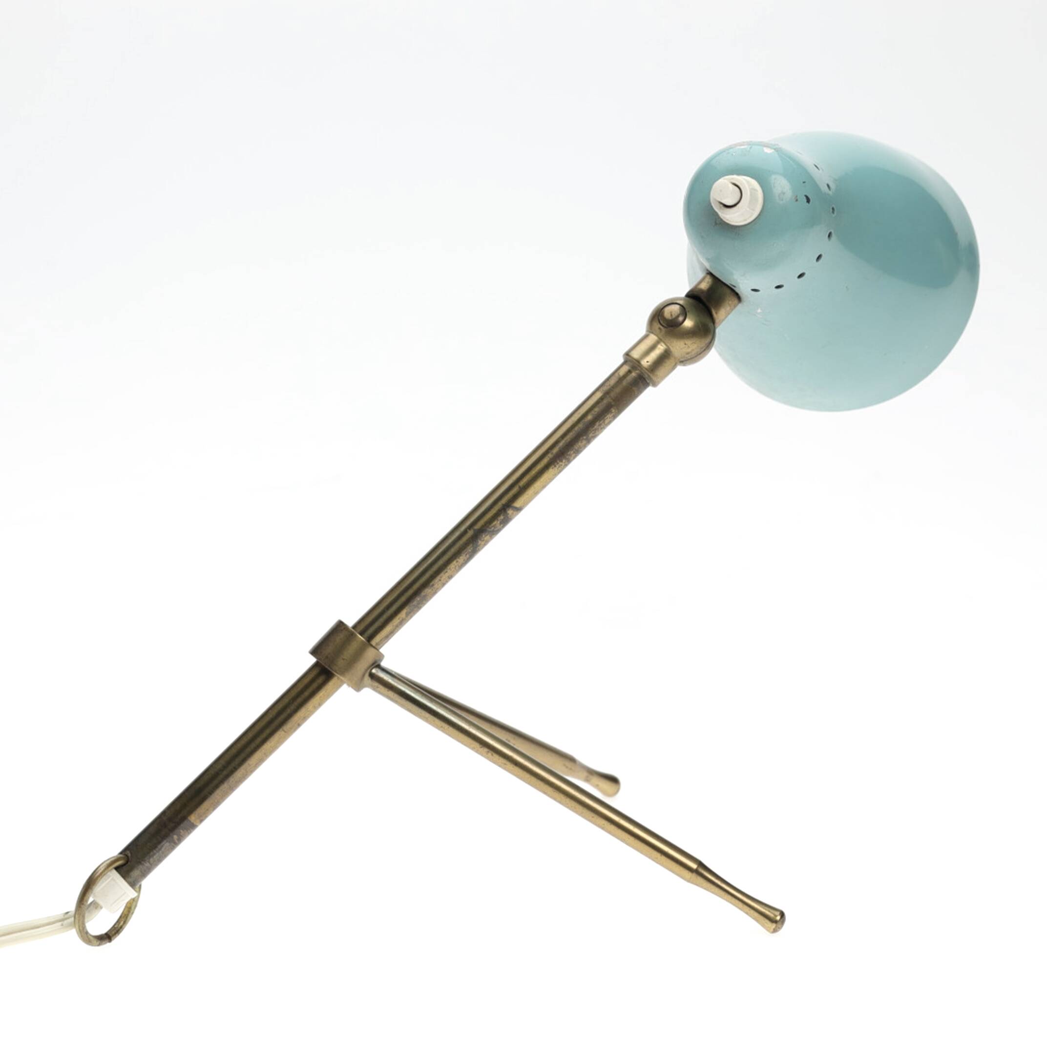Boris Lacroix. Table lamp/wall light with adjustable arm, brass and lacquered metal.