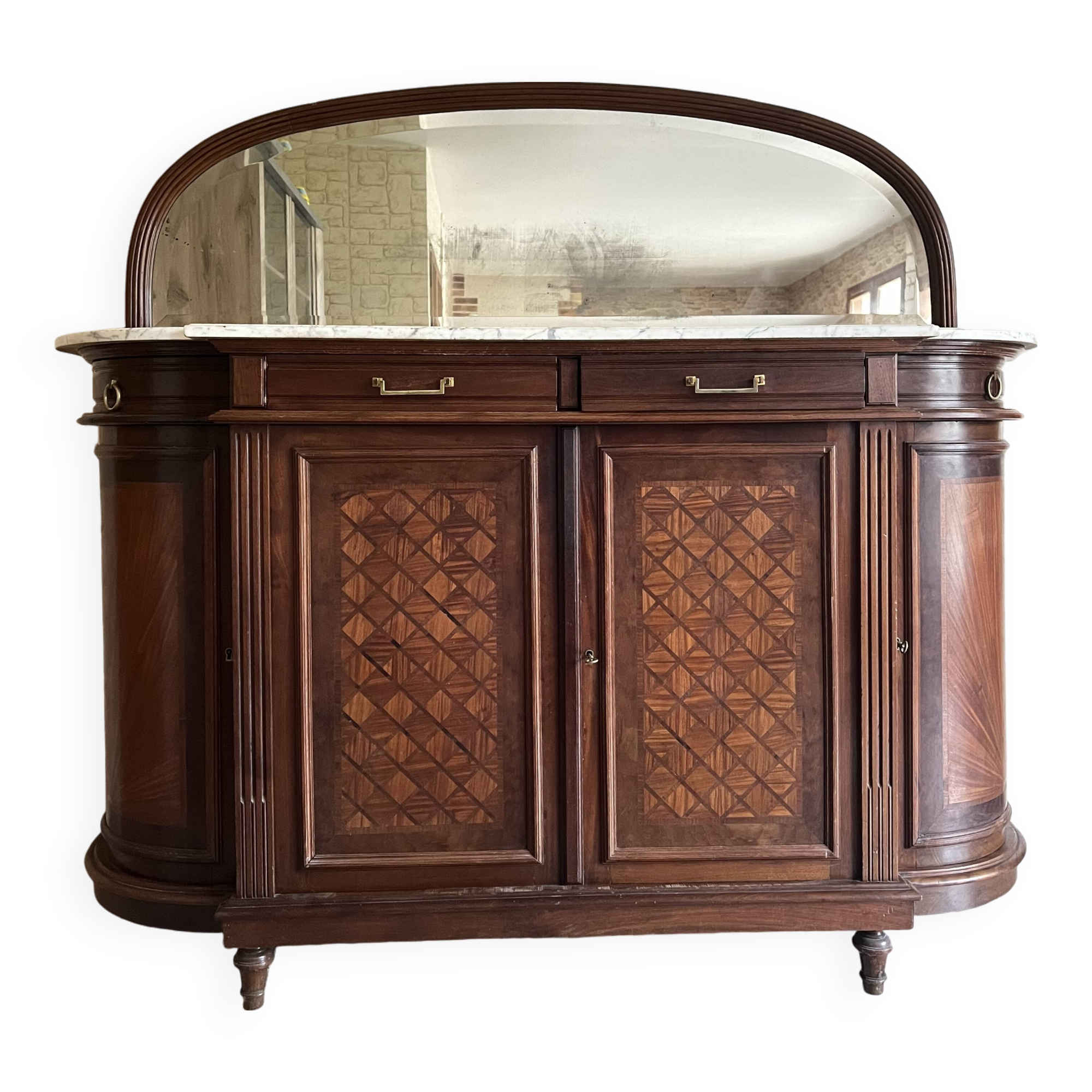 Grand meuble vintage en bois style marquetterie