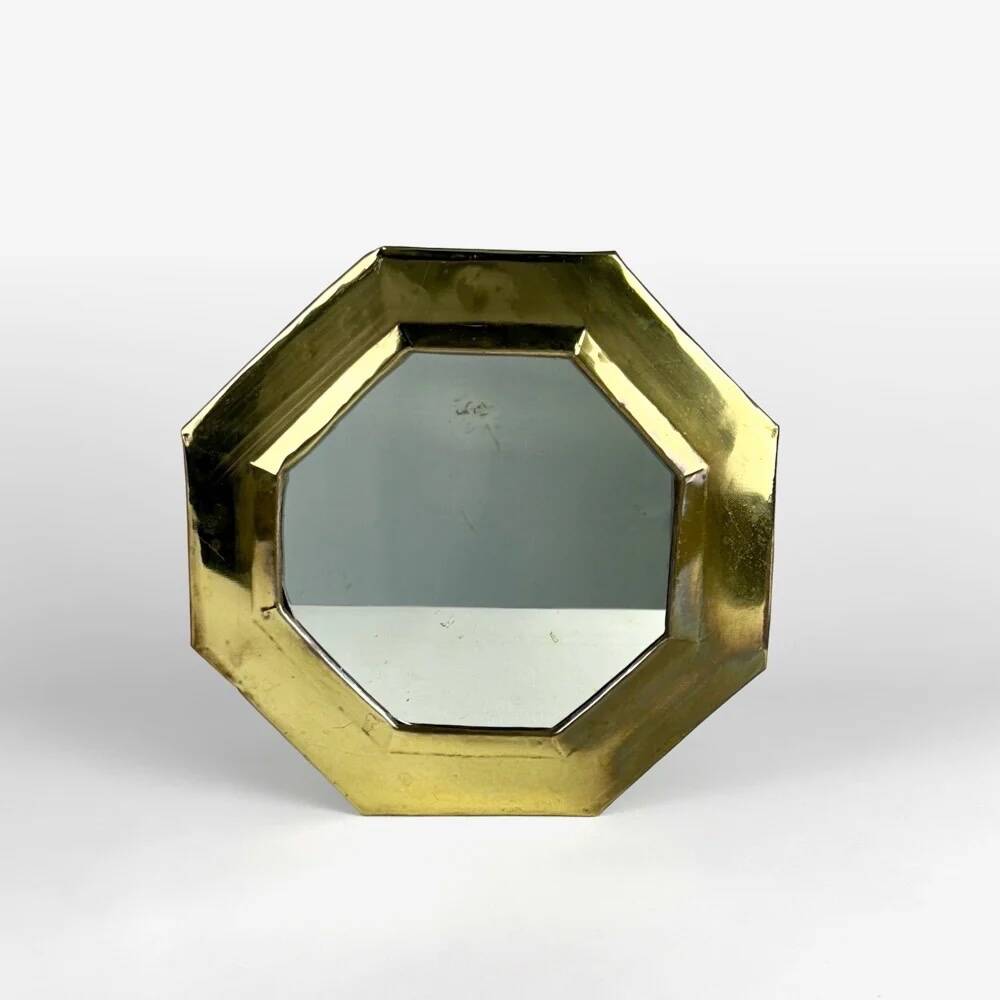 Vintage brass octagonal mirror
