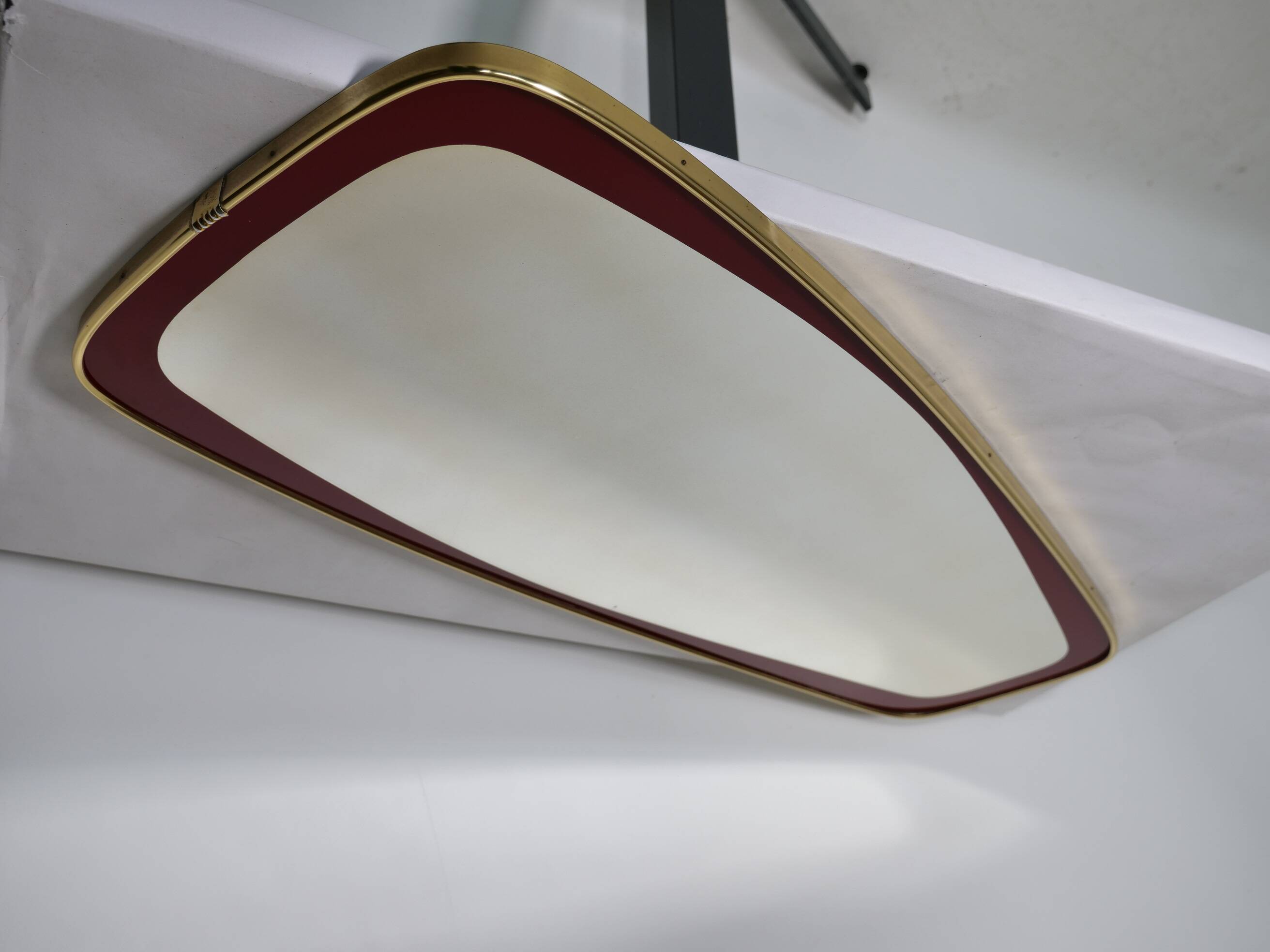 Design Mirror 1950s Freeform Wall Mirror Gold Rim