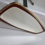Miroir mural design années 1950 à forme libre avec bordure dorée