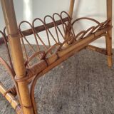 Side table with bamboo magazine holder from the 70s