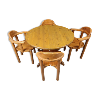 Rainer Daumiller pine wood dining set for Hirtshals Savvaerk - set of 4 - 1980s