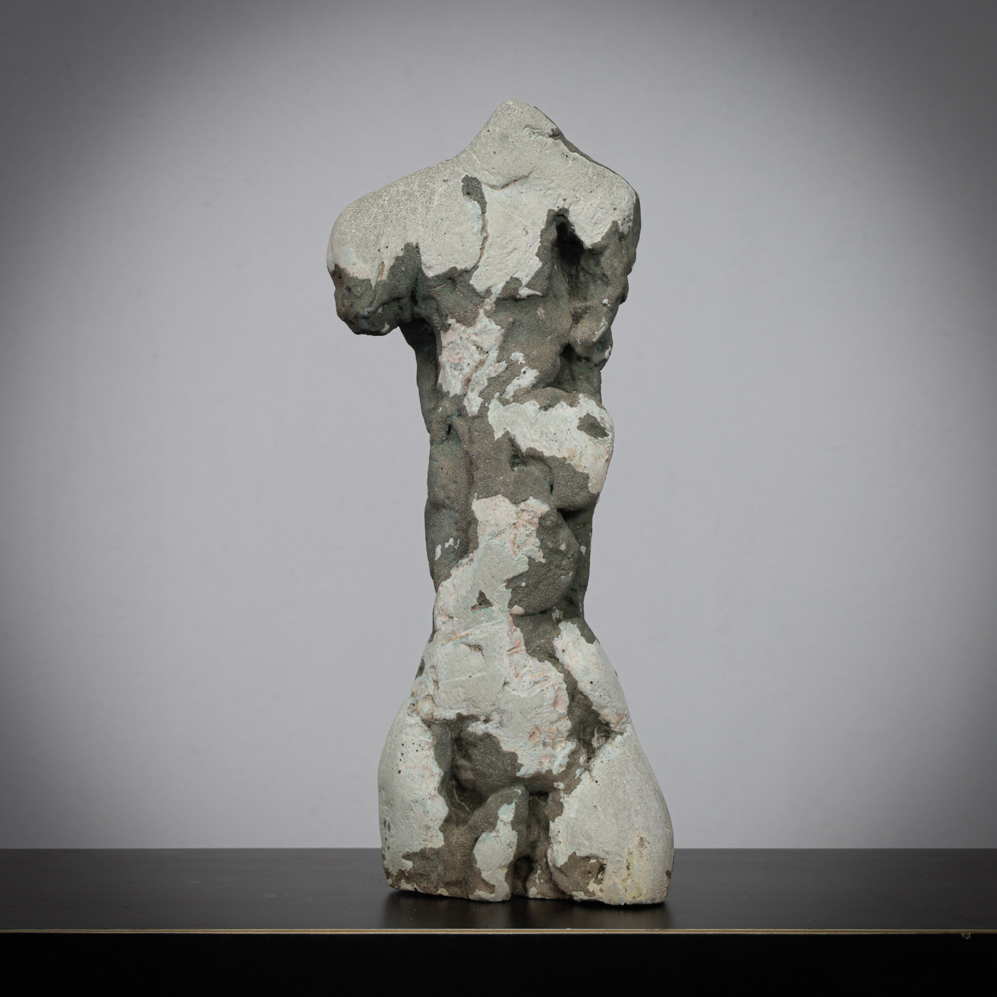 Pair of male torso sculptures by Francine Govers, 1990s