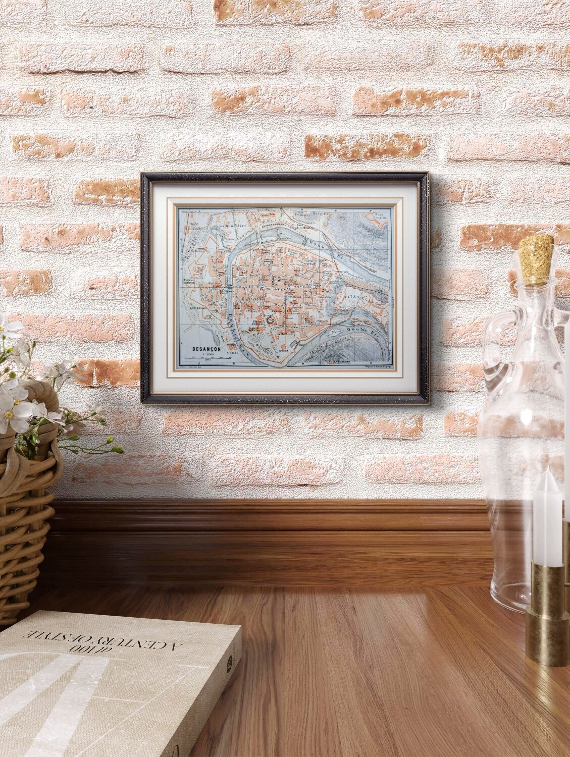 Besançon, Doubs, plan original imprimé en 1908.