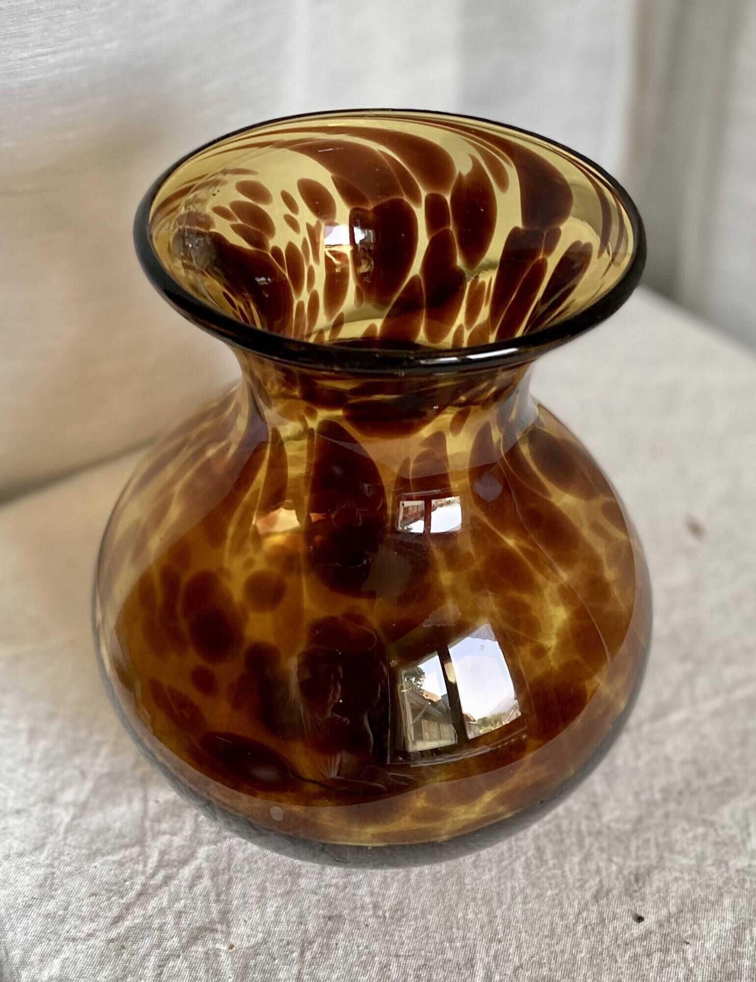 Vase verre soufflé "écaille de tortue" vintage 1960