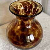 Vase verre soufflé "écaille de tortue" vintage 1960
