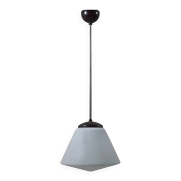 Suspension moderniste 1930 verre opaline bakélite