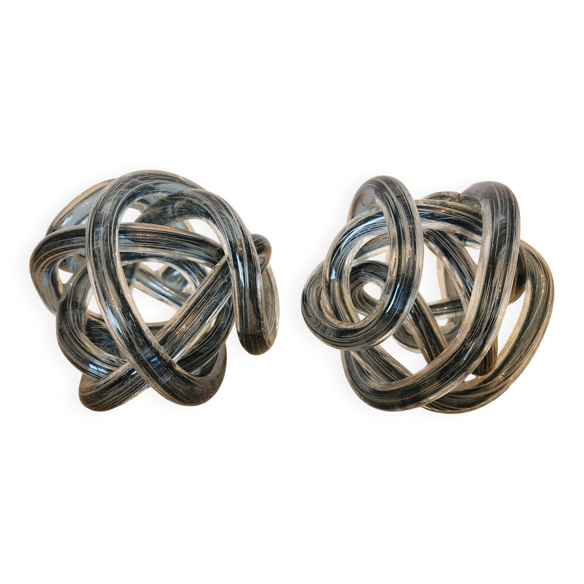 Pair of smoked grey blown glass bookends