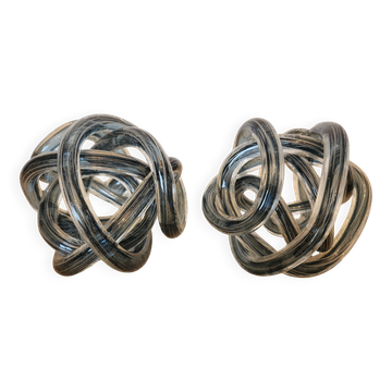 Pair of smoked grey blown glass bookends