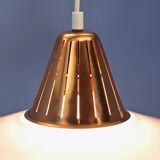 Set of 2 danish hanging lamps in solid copper, 1970s