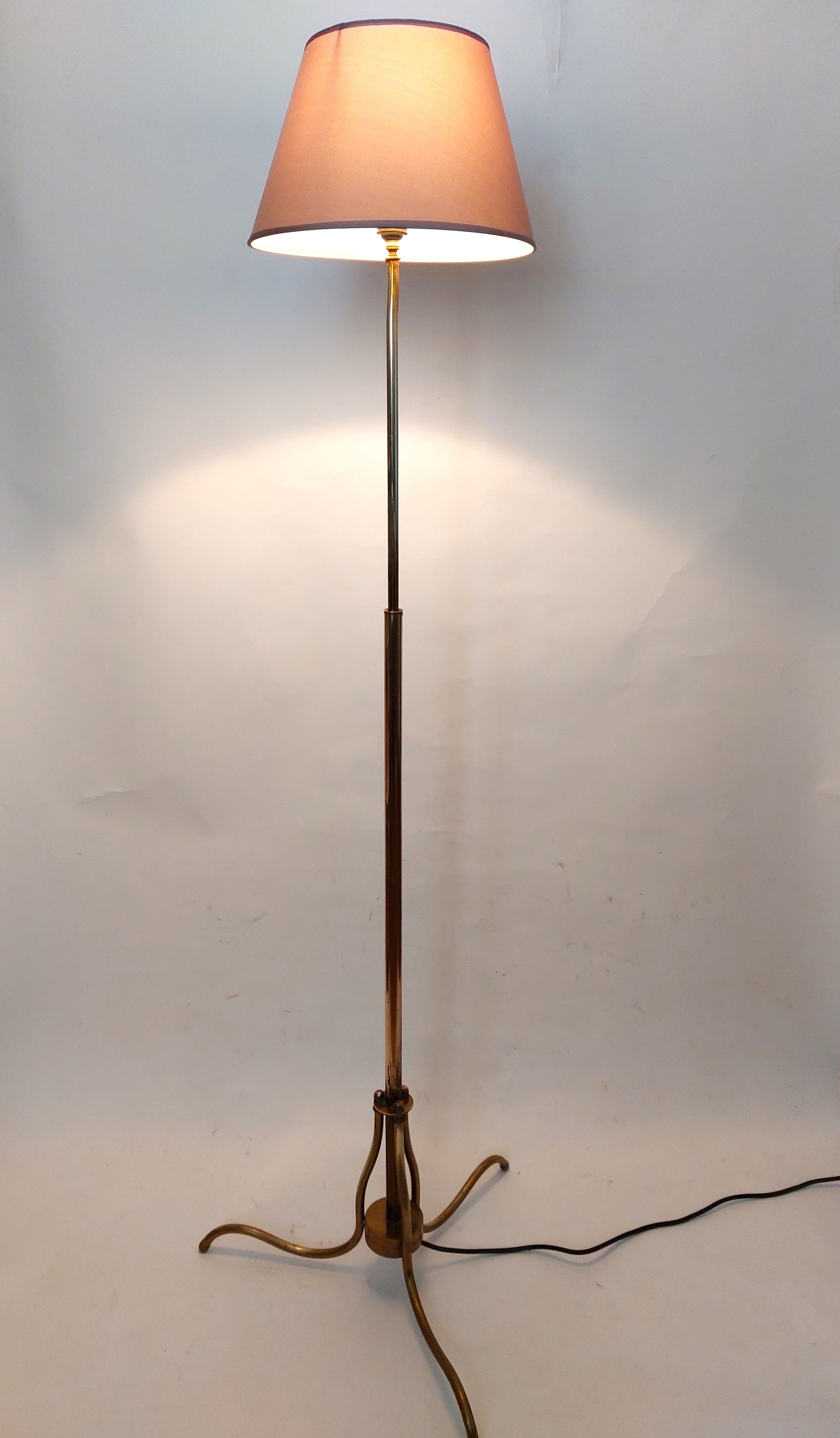 Floor lamp reading tripod gilded brass 1950/1960
