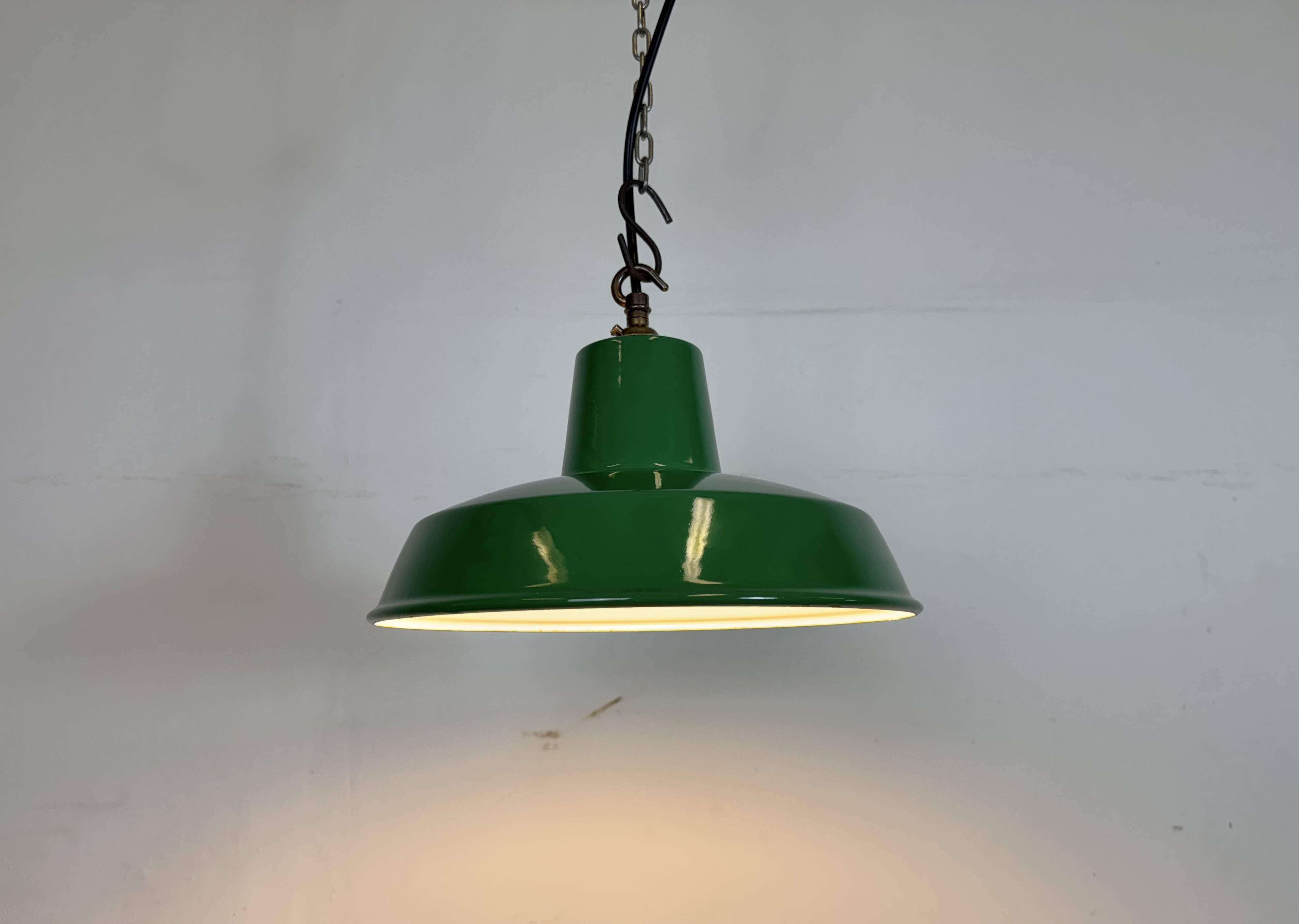 Industrial Green Enamel Factory Pendant Lamp , 1960s