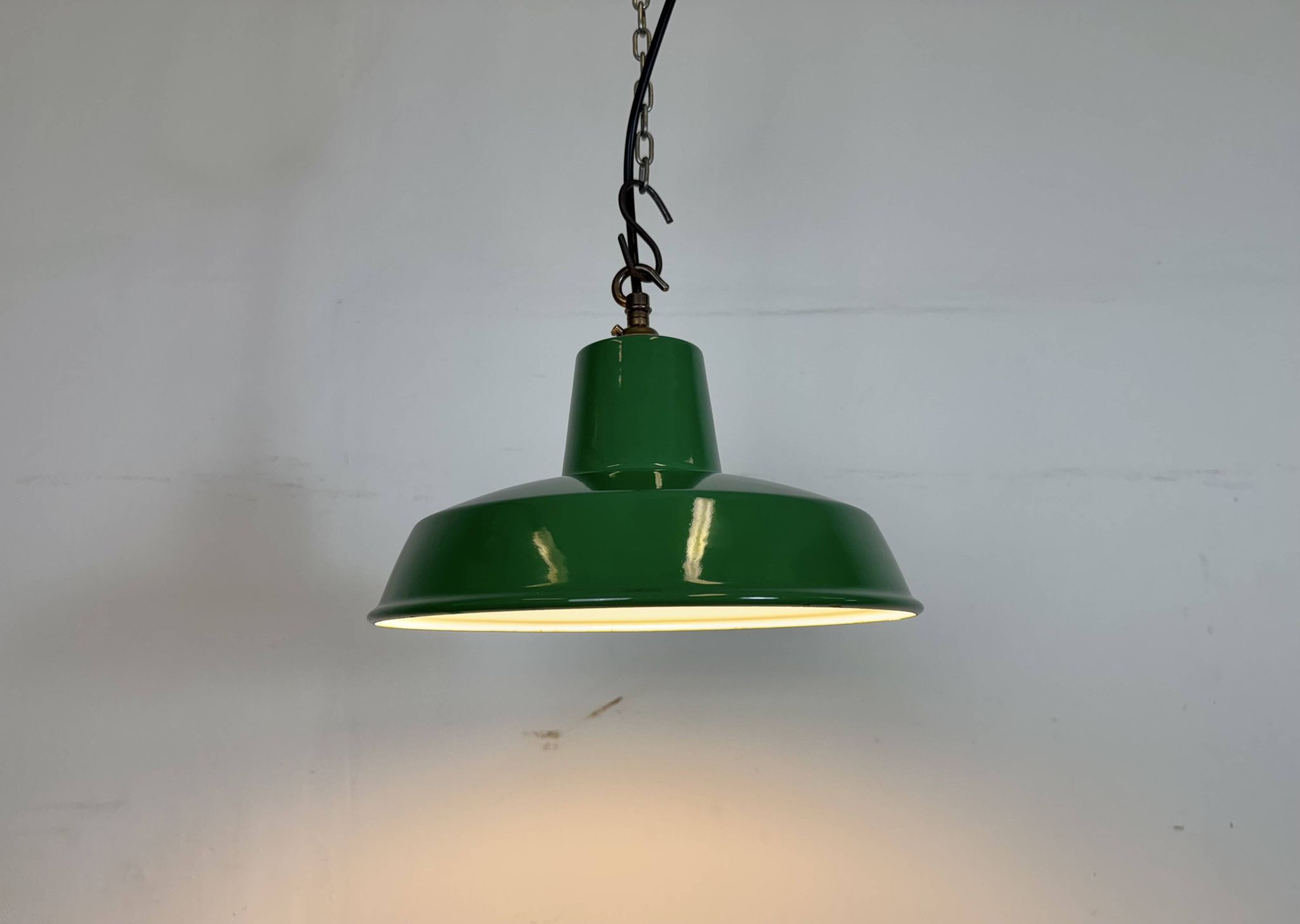 Industrial Green Enamel Factory Pendant Lamp , 1960s