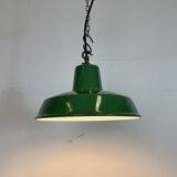 Industrial Green Enamel Factory Pendant Lamp , 1960s