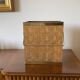 Hollywood regency brass and woven bamboo magazine rack, Metal Linea Nova Italy 1970