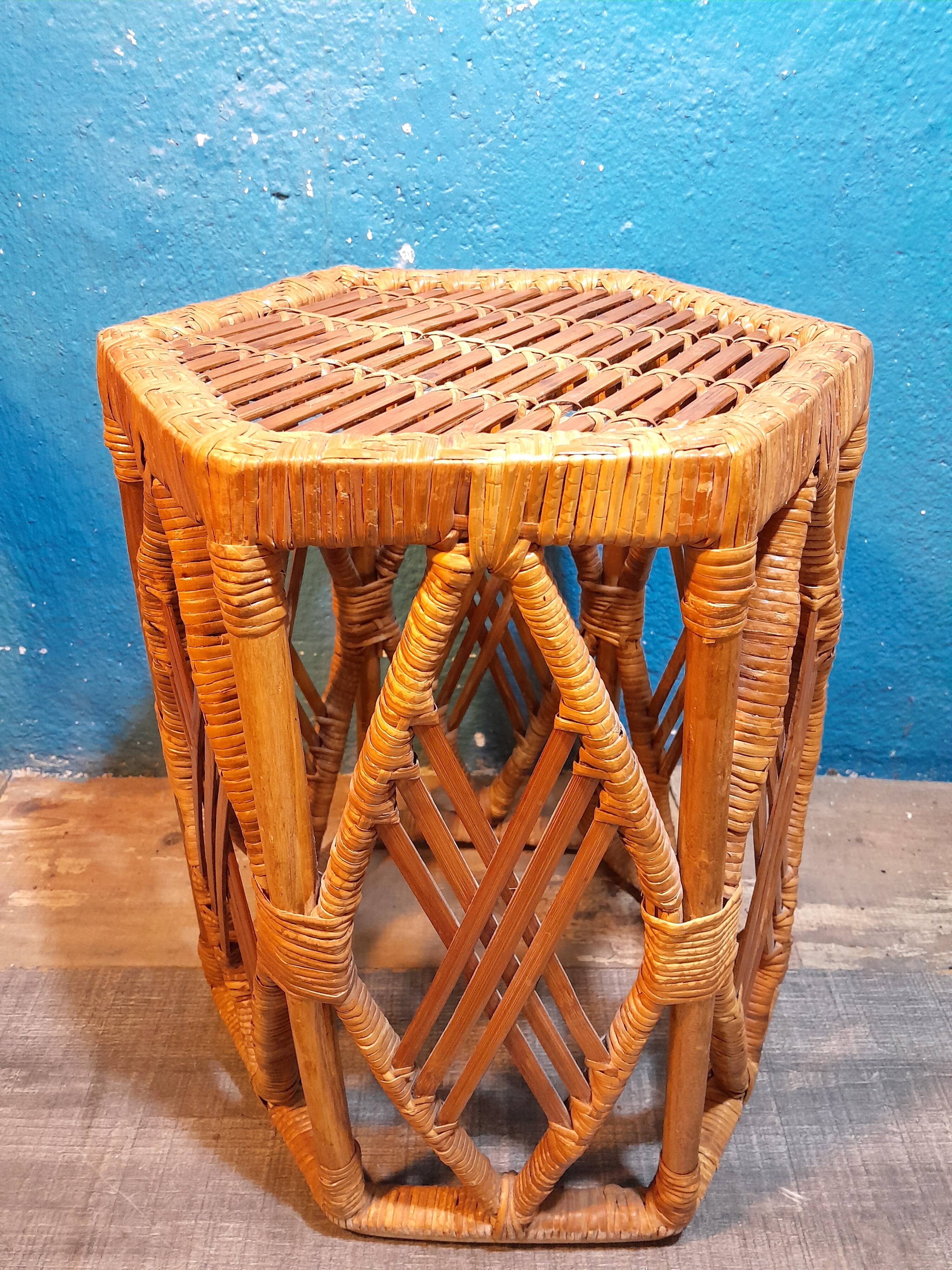 Bamboo and rattan side table 1960s