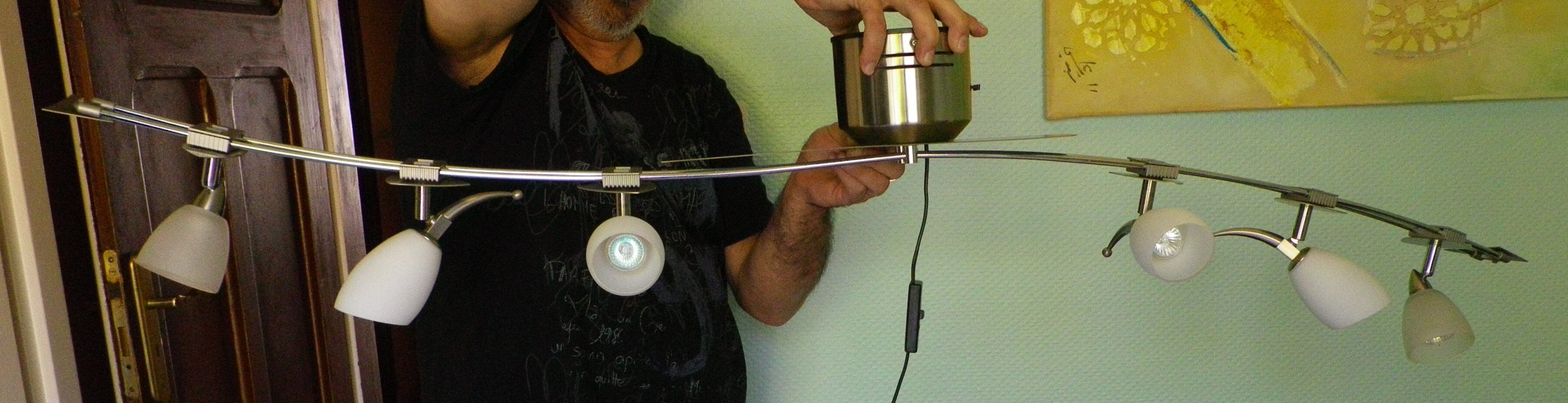 "Paulmann" 1m40 design hanging 6 lights anodized aluminium - 70s