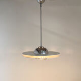 1970's ufo chrome & lacquered metal space age pendant, Italy