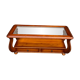 Louis XIV coffee table in solid wood and glass with 2 drawers