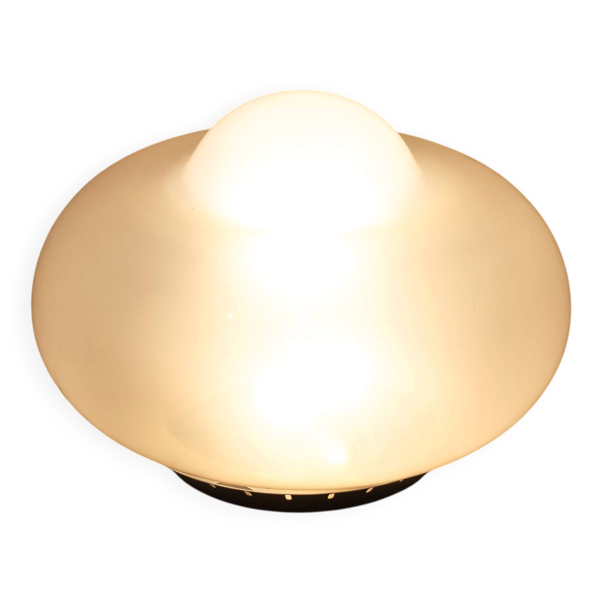 Opaline Murano glass mushroom table lamp, Italy 1970s