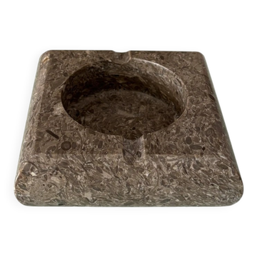 Vintage Fossil Marble Ashtray – Square Stone Ashtray – 1970s