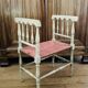 Banquette époque fin XIXe assise en paille colorée structure rechampie