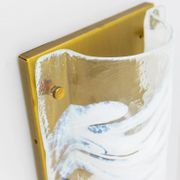 Murano glass wall lamp in white and pale-blue on brass backplate - J.T. Kalmar, 1960s