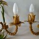 Pair of bamboo and palm sconces in metal 70s