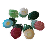 Old slipware flower-shaped bowls