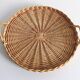 Rustic French Provence Large Round Handled Wicker Tray, France