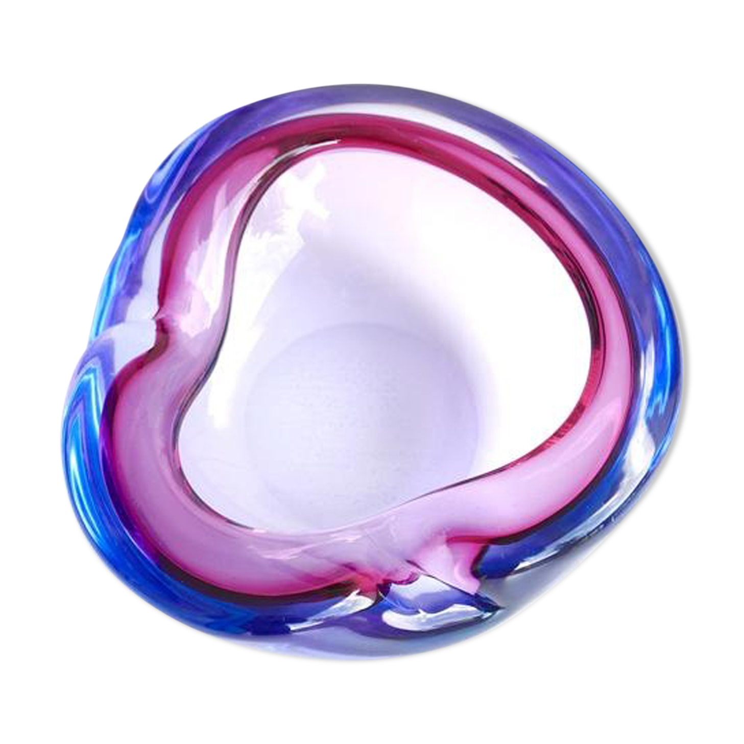 Vide poche Murano en verre rose et violet, années 50