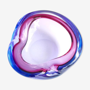 Vide poche Murano en verre rose et violet, années 50