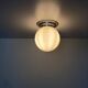 Old globe in opaline vintage wall or ceiling light diameter 15 cm and aluminum base LAMP-7127
