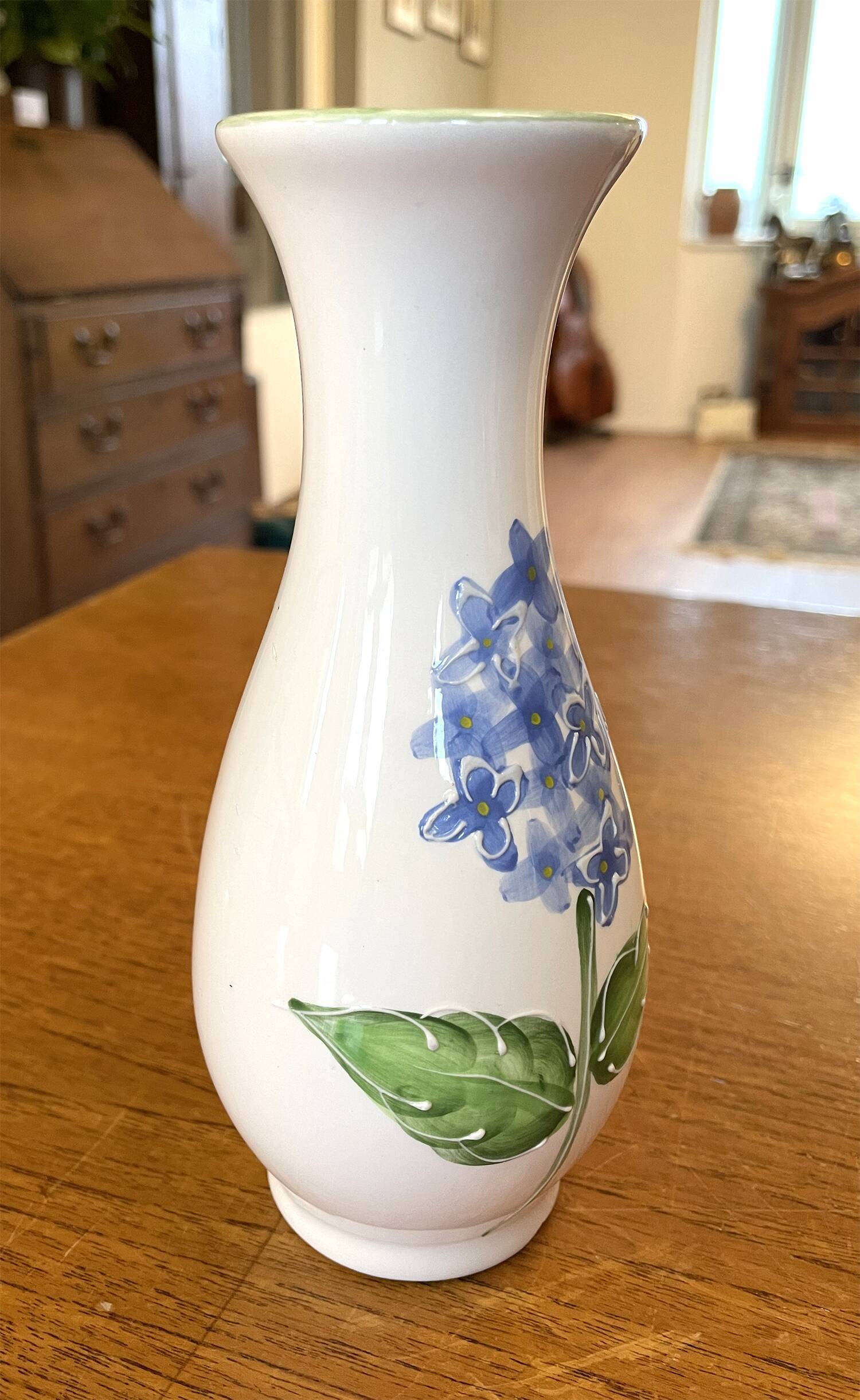 Porcelain Vase with Relief Painting of Forget Me Nots