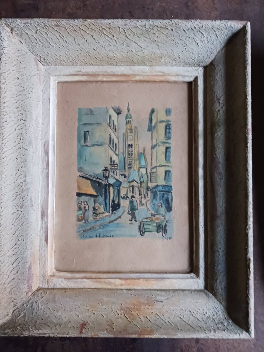 Aquarelle "Rue de la montagne Sainte Geneviève àParis"