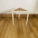 table basse tripode blanche et bois Arthur Umanoff