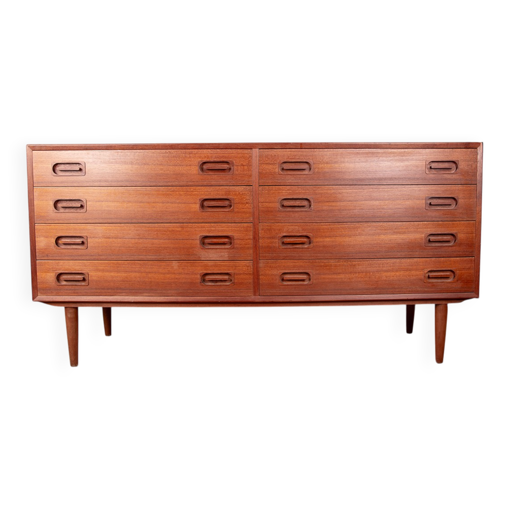 Large double chest of drawers, Danish in teak, 8 drawers, by Dyrlund 1960.