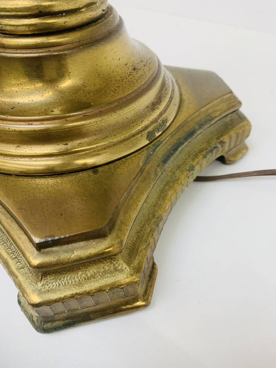 Vintage brass table lamp base in faux bamboo, 1970's