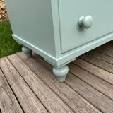 Vintage 4-drawer chest in sage green pine.